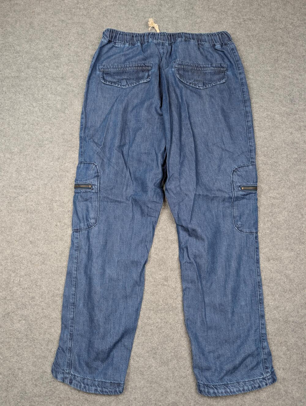 Pilcro The Cottage Pants Womens Large Blue Denim Cargo Elastic Waist Lightweight - Picture 6 of 11